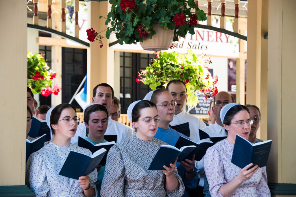 Mennonites singing hymns